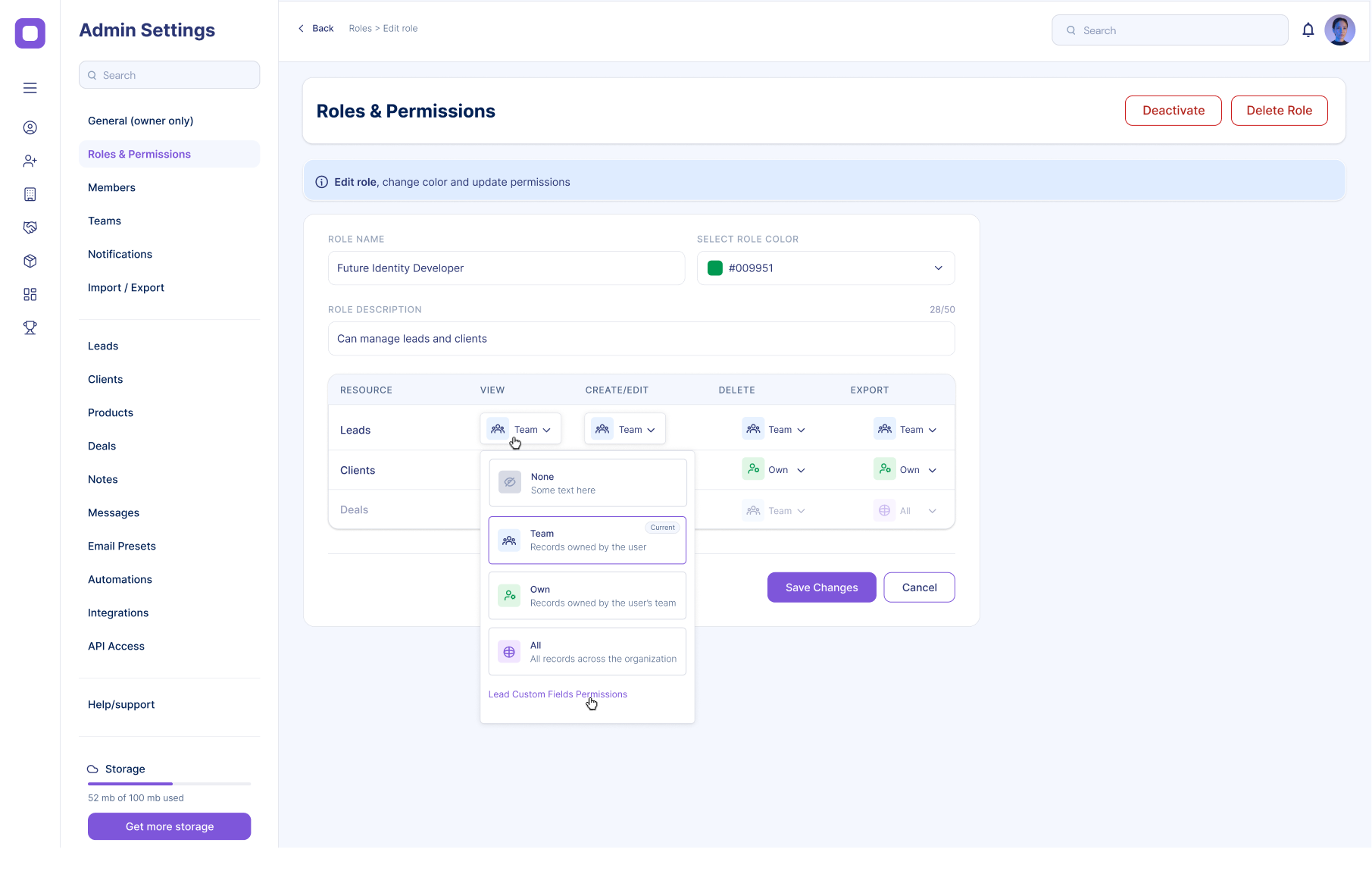 Roles & Permissions